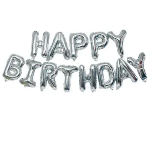 16" Silver Happy Birthday Foil Balloons