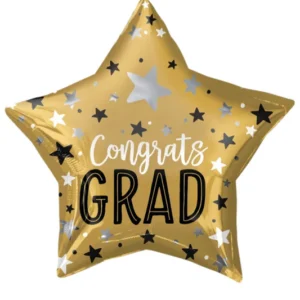 18'' Grad Gold Star Graduation Foil Balloon