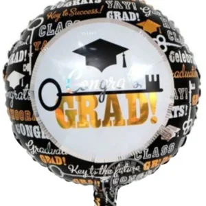 18'' Grad Round Black Graduation Foil Balloon
