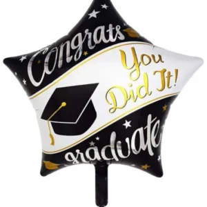 18'' Grad Star black Graduation Foil Balloon
