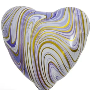 18" Purple Marble Heart Shape Foil Balloon