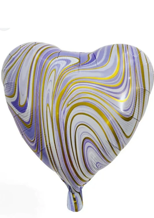 18" Purple Marble Heart Shape Foil Balloon
