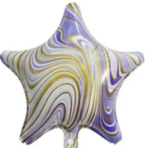18" Purple Marble Star Shape Foil Balloon