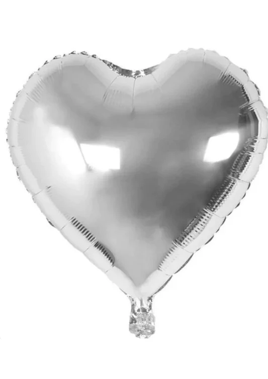 18" Silver Heart Shape Foil Balloon