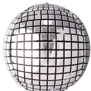 22" Silver Disco Orbz Shape Foil Balloon