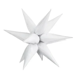 22" White Starburst Shape Foil Balloon
