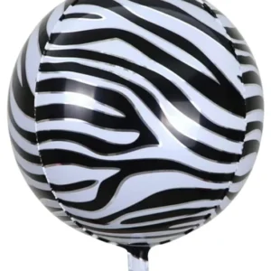 22" Printed Zebra Orbz Shape Foil Balloon