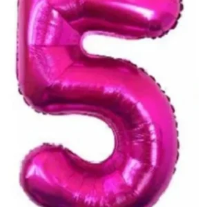 40" Hot Pink 5 Number Foil Balloons