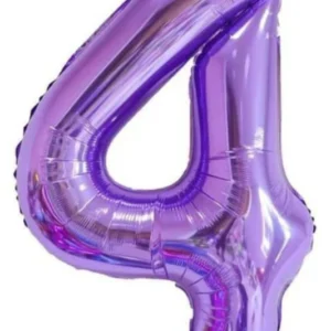40" Purple 4 Number Foil Balloons