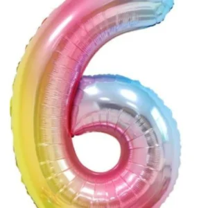 40" Rainbow 6 Number Foil Balloons