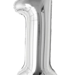 Silver 1 Number Foil Balloons