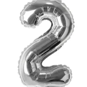 Silver 2 Number Foil Balloons