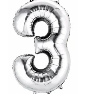 Silver 3 Number Foil Balloons