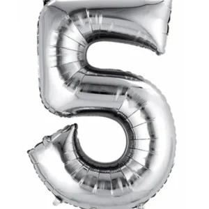 Silver 5 Number Foil Balloons