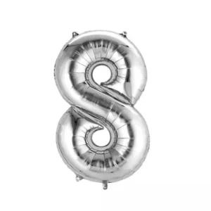 Silver 8 Number Foil Balloons