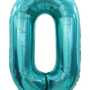40" Teal 0 Number Foil Balloons
