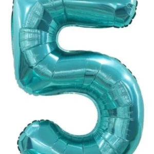 40" Teal 5 Number Foil Balloons