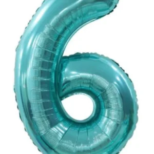 40" Teal 6 Number Foil Balloons