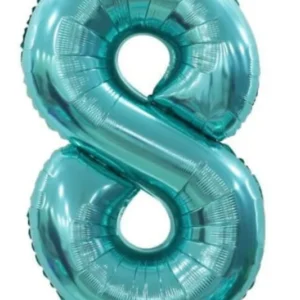 40" Teal 8 Number Foil Balloons