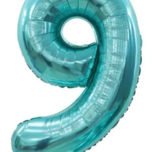 40" Teal 9 Number Foil Balloons