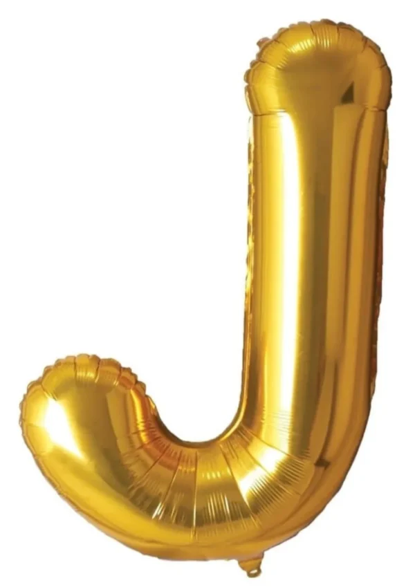 16" Gold J Letter Foil Balloons