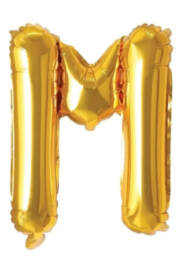 16" Gold M Letter Foil Balloons