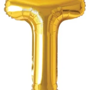 16" Gold T Letter Foil Balloons