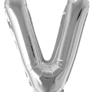 16" Silver V Letter Foil Balloon