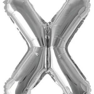 16" Silver X Letter Foil Balloon