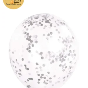 12" Round Confetti Balloons | Silver Color