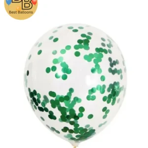 12" Round Confetti Balloons | Green Color